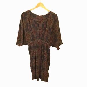 Anthropologie Nieves Lavi Four Corners Silk Dress Medallion Print Dolman Sz 4